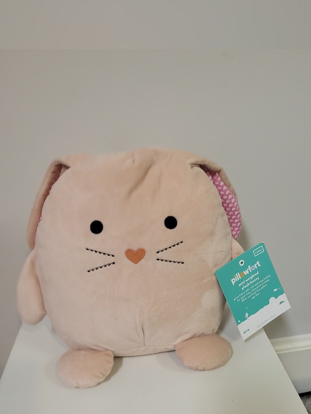 Pillowfort Mini Weighted Plush Bunny  with Heart Nose